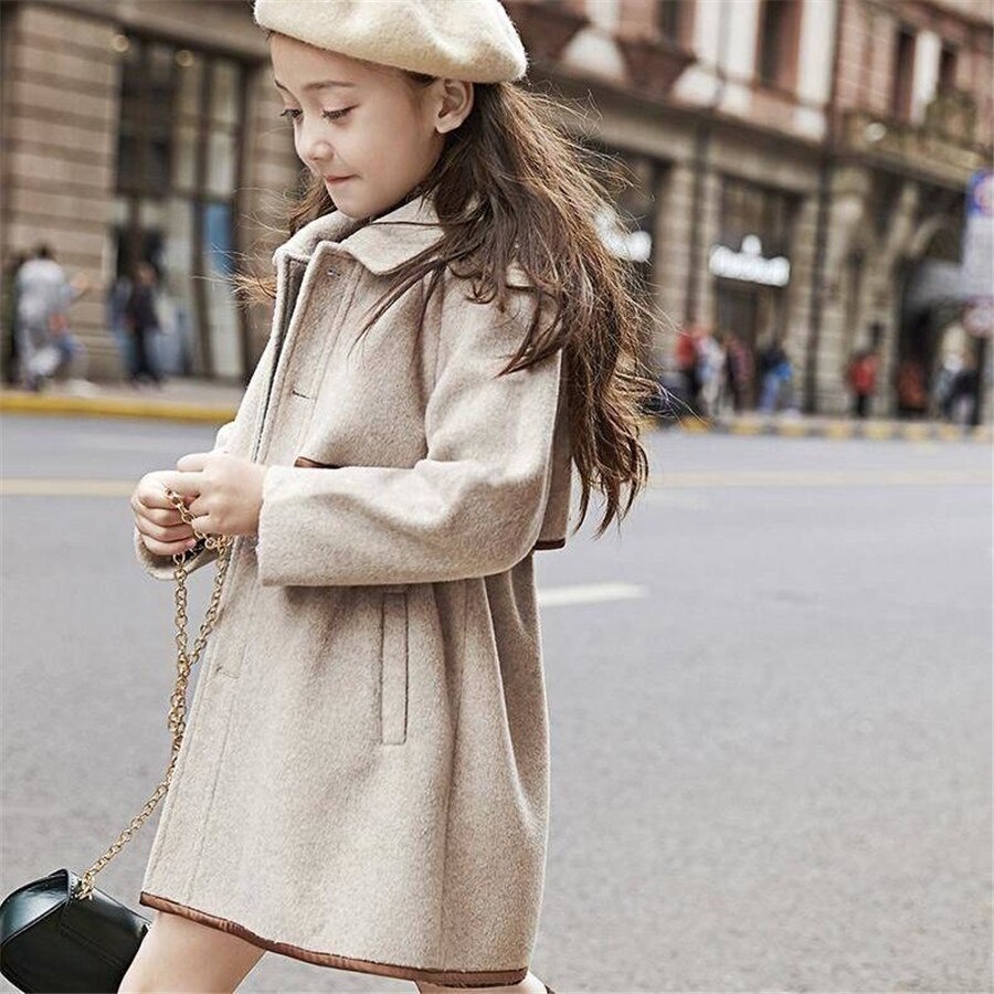 Turn Down Collar Wool Trench Coat