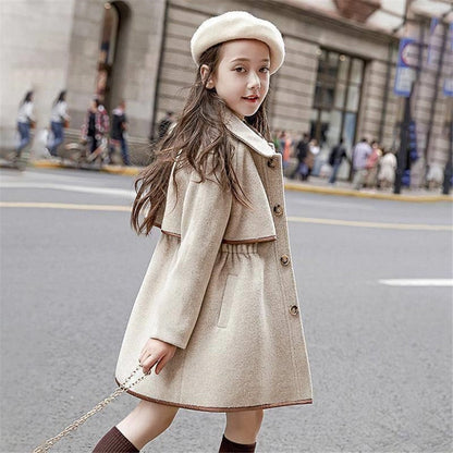 Turn Down Collar Wool Trench Coat