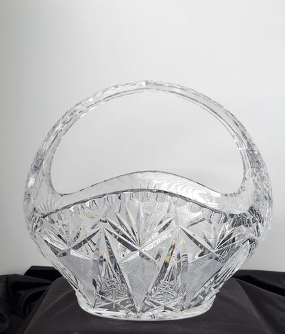 Heavy Diamond Cut Crystal Basket