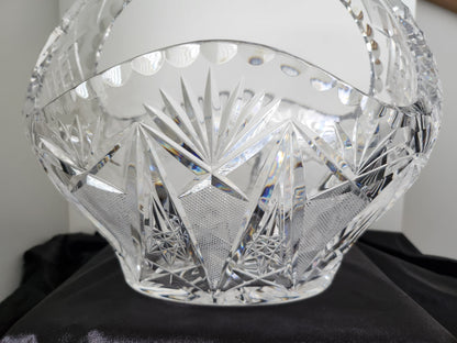 Heavy Diamond Cut Crystal Basket