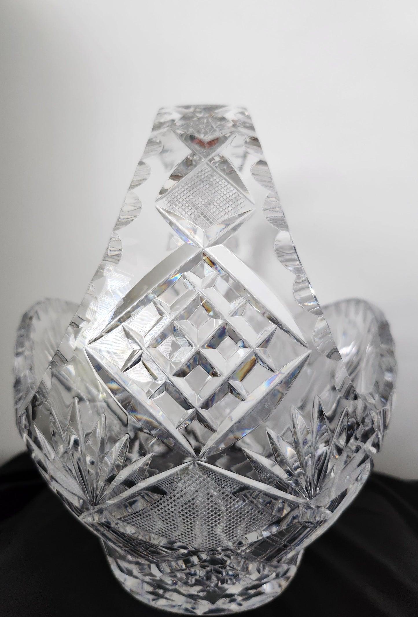 Heavy Diamond Cut Crystal Basket