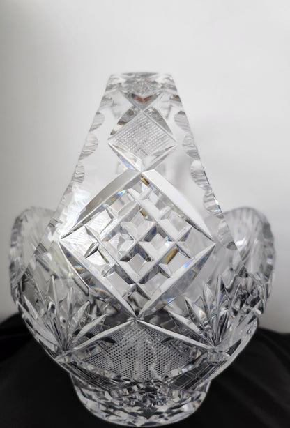 Heavy Diamond Cut Crystal Basket