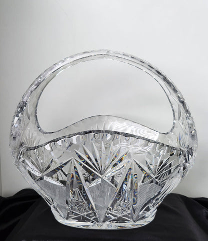 Heavy Diamond Cut Crystal Basket