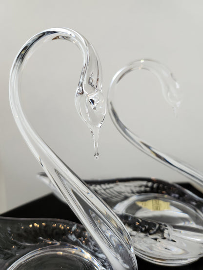 Pair Of Swan Webb Corbet Full Lead Crystal Dishes
