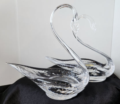 Pair Of Swan Webb Corbet Full Lead Crystal Dishes