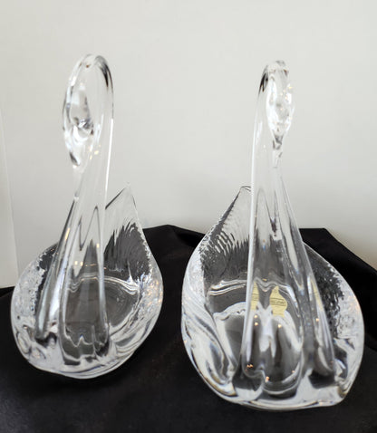 Pair Of Swan Webb Corbet Full Lead Crystal Dishes