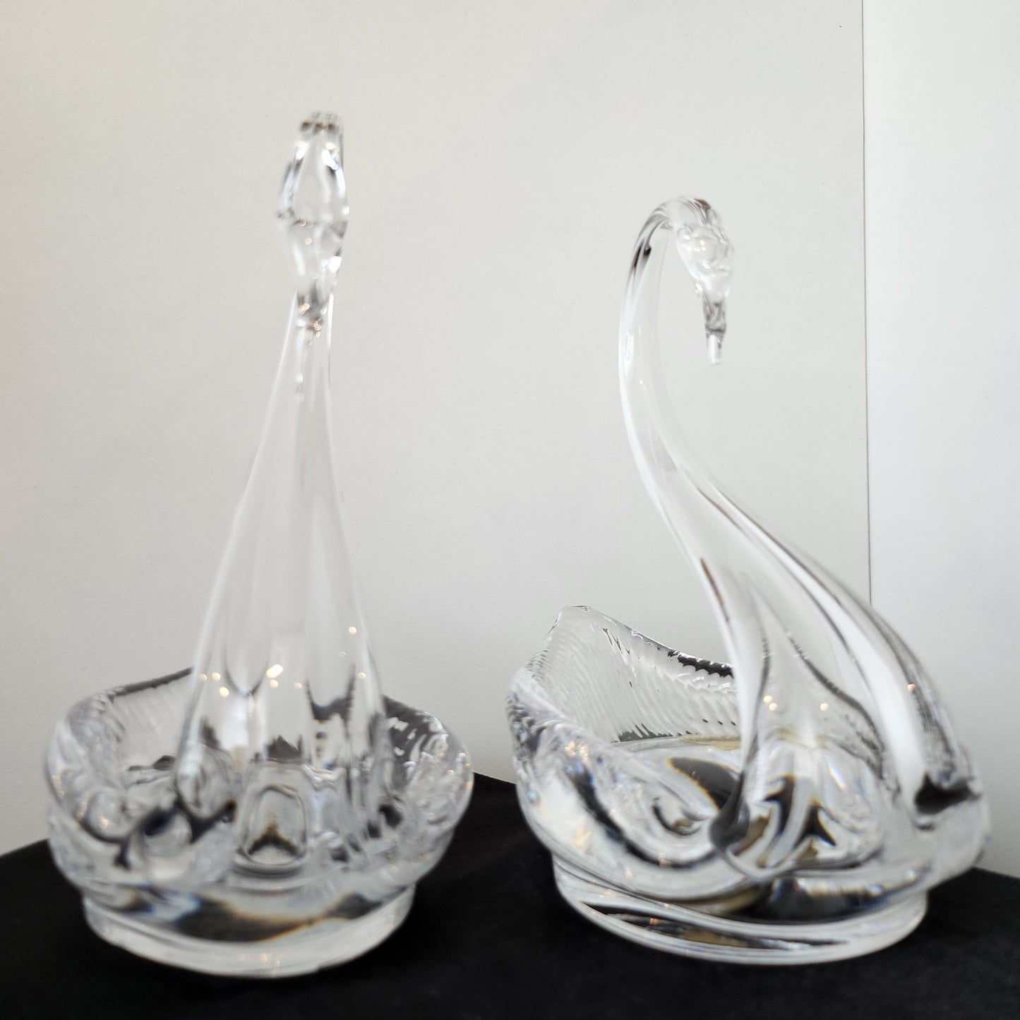 Pair Of Swan Webb Corbet Full Lead Crystal Dishes