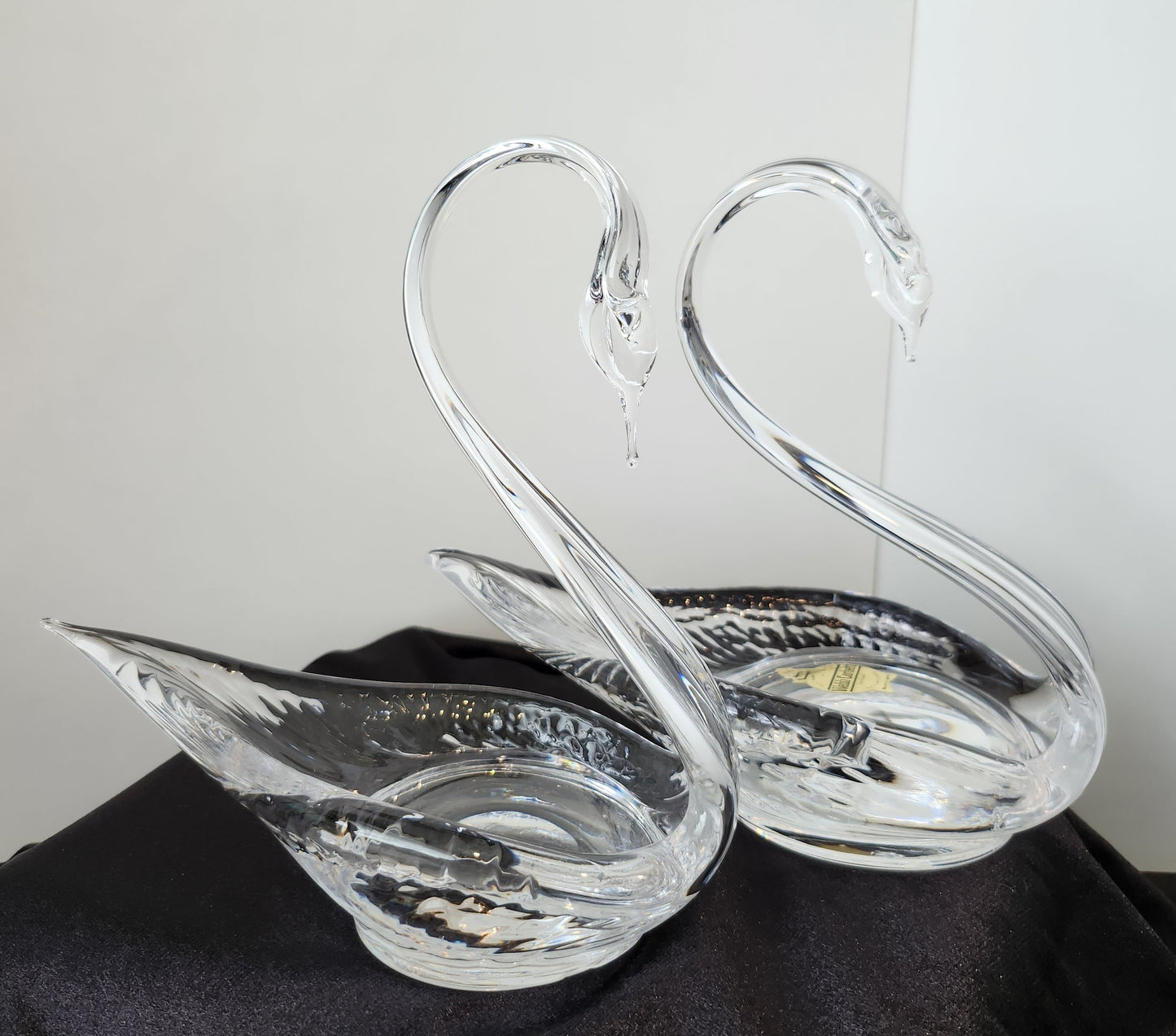 Pair Of Swan Webb Corbet Full Lead Crystal Dishes