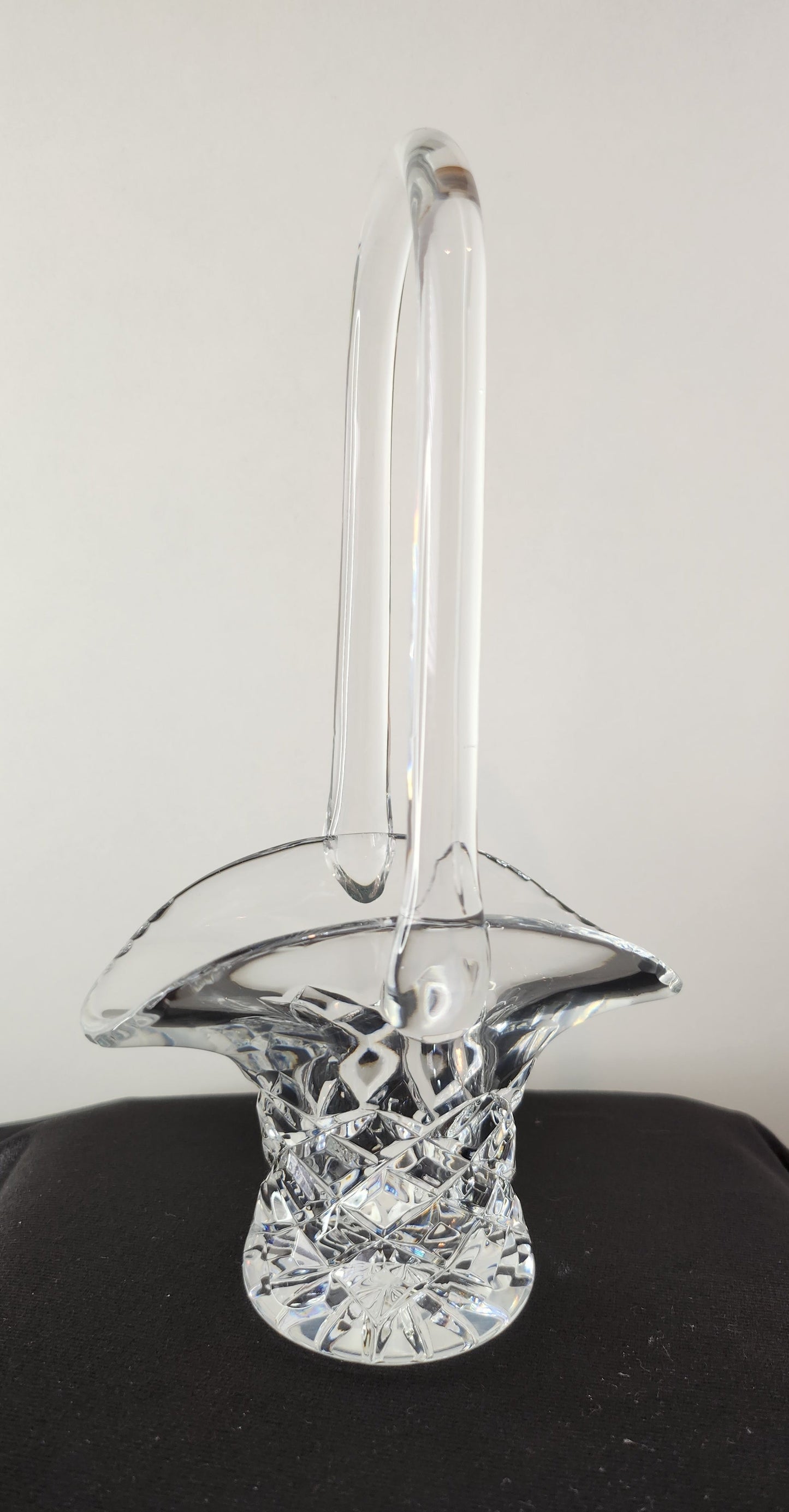 Vintage Diamond Cut Lead Crystal Tilted Basket for Sweets