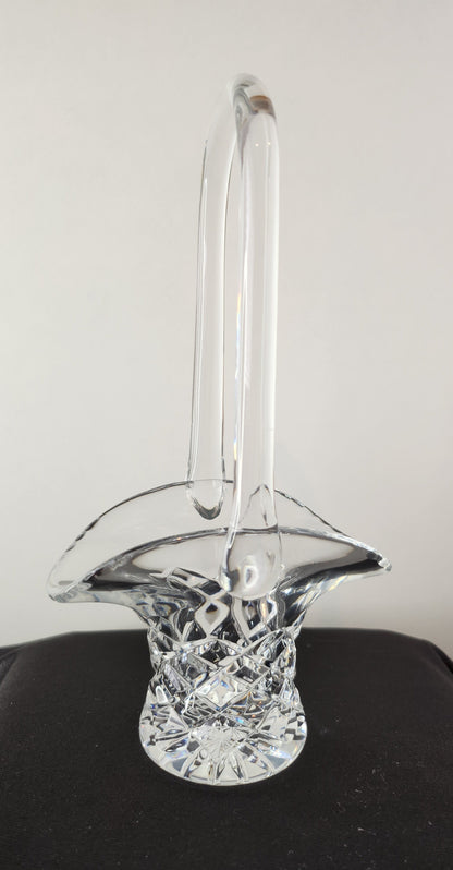 Vintage Diamond Cut Lead Crystal Tilted Basket for Sweets