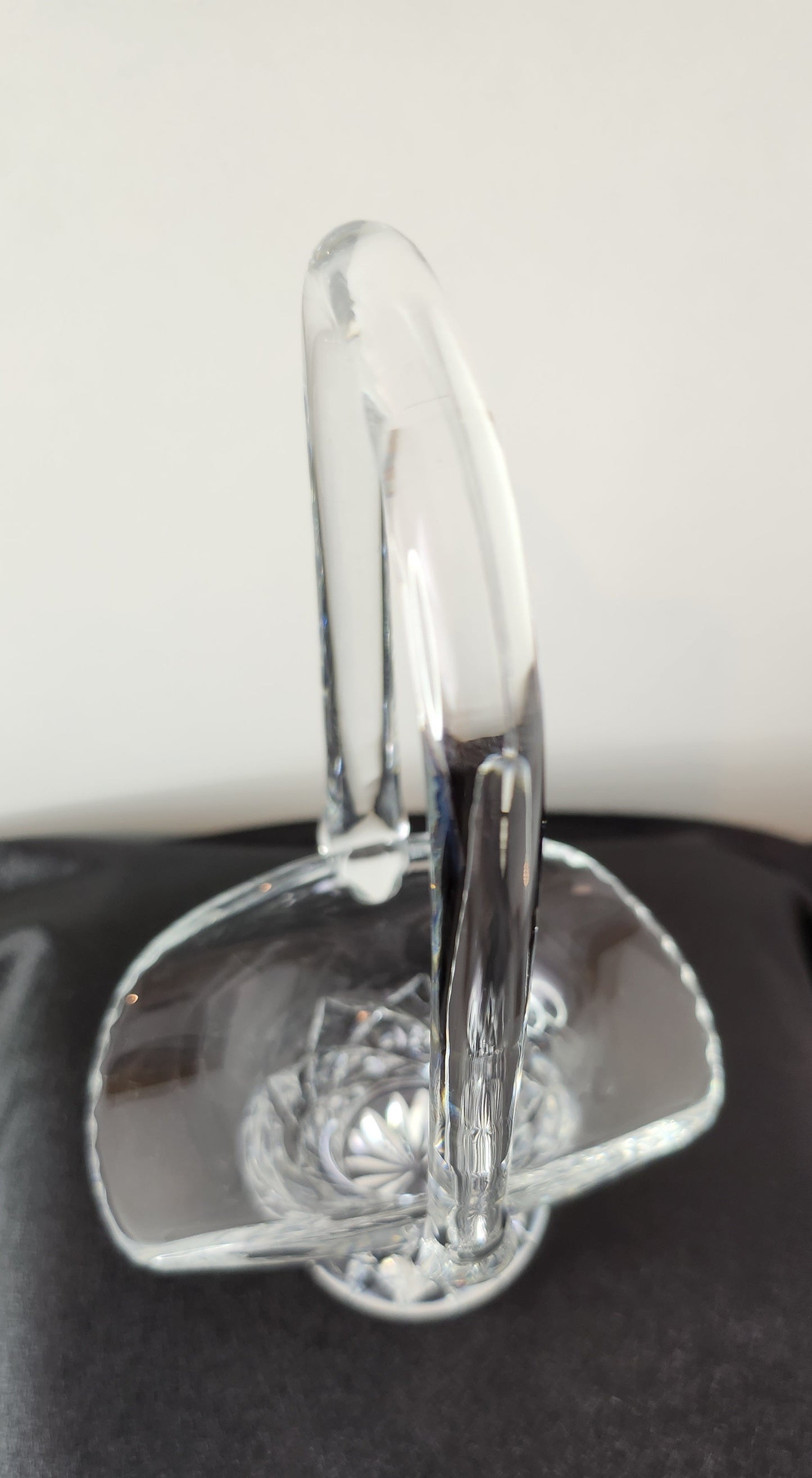 Vintage Diamond Cut Lead Crystal Tilted Basket for Sweets
