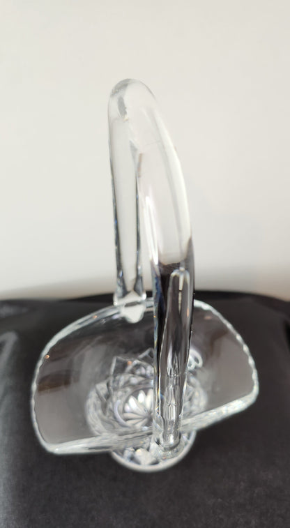 Vintage Diamond Cut Lead Crystal Tilted Basket for Sweets