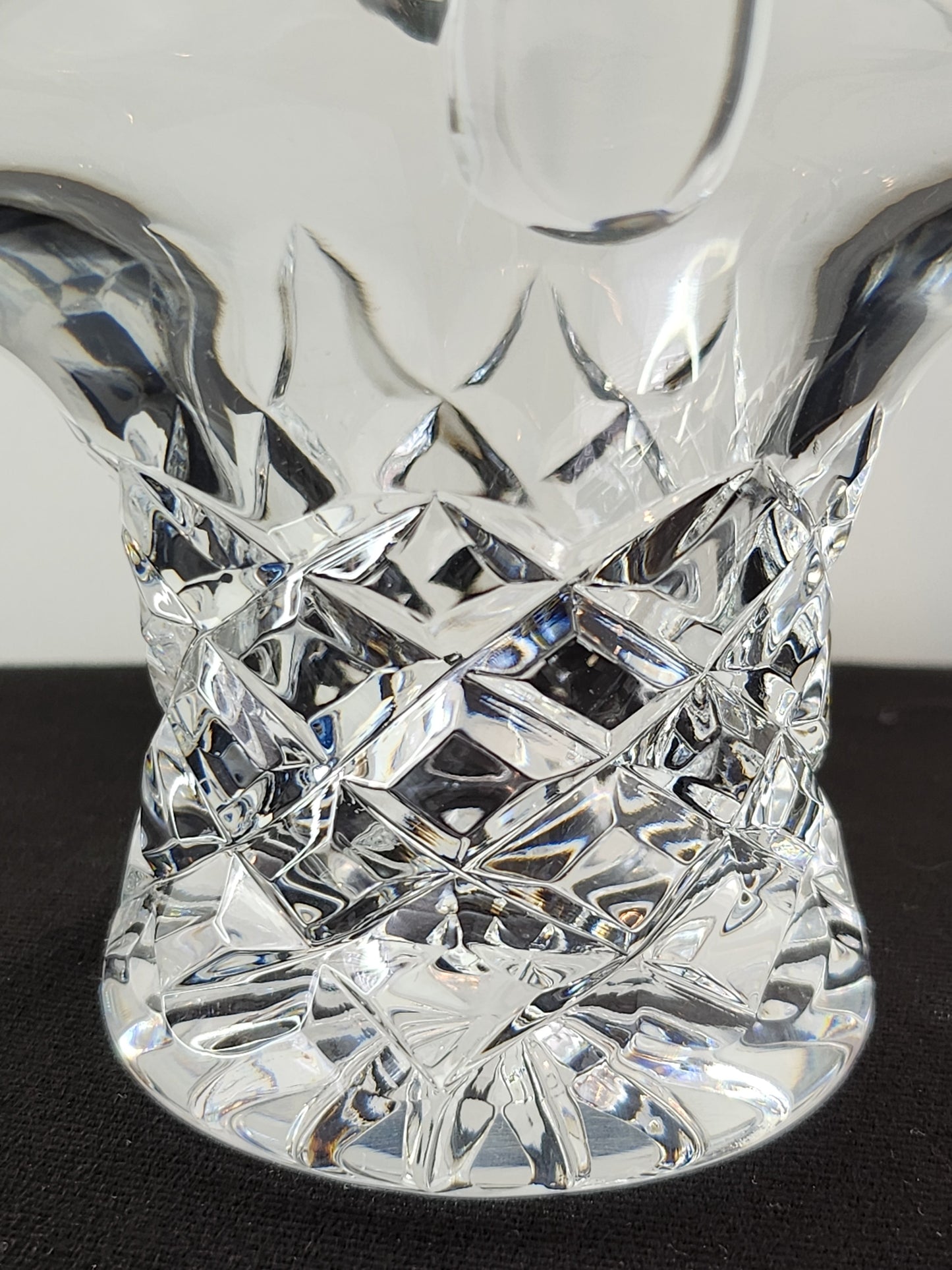 Vintage Diamond Cut Lead Crystal Tilted Basket for Sweets