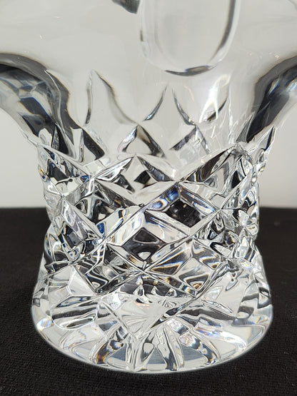 Vintage Diamond Cut Lead Crystal Tilted Basket for Sweets