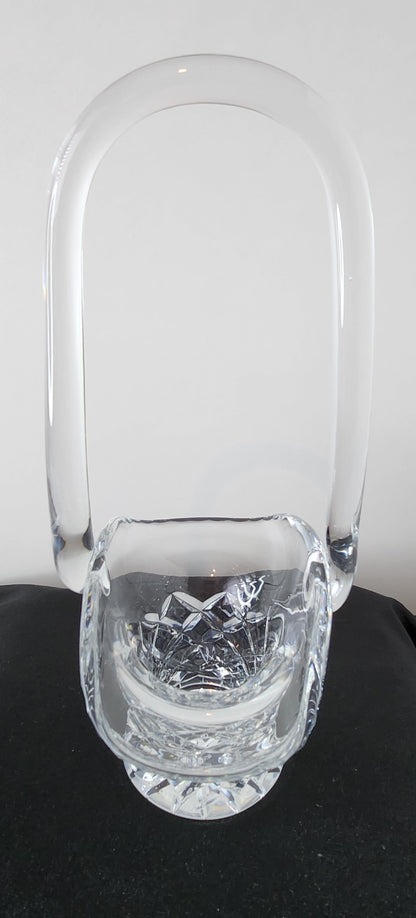 Vintage Diamond Cut Lead Crystal Tilted Basket for Sweets