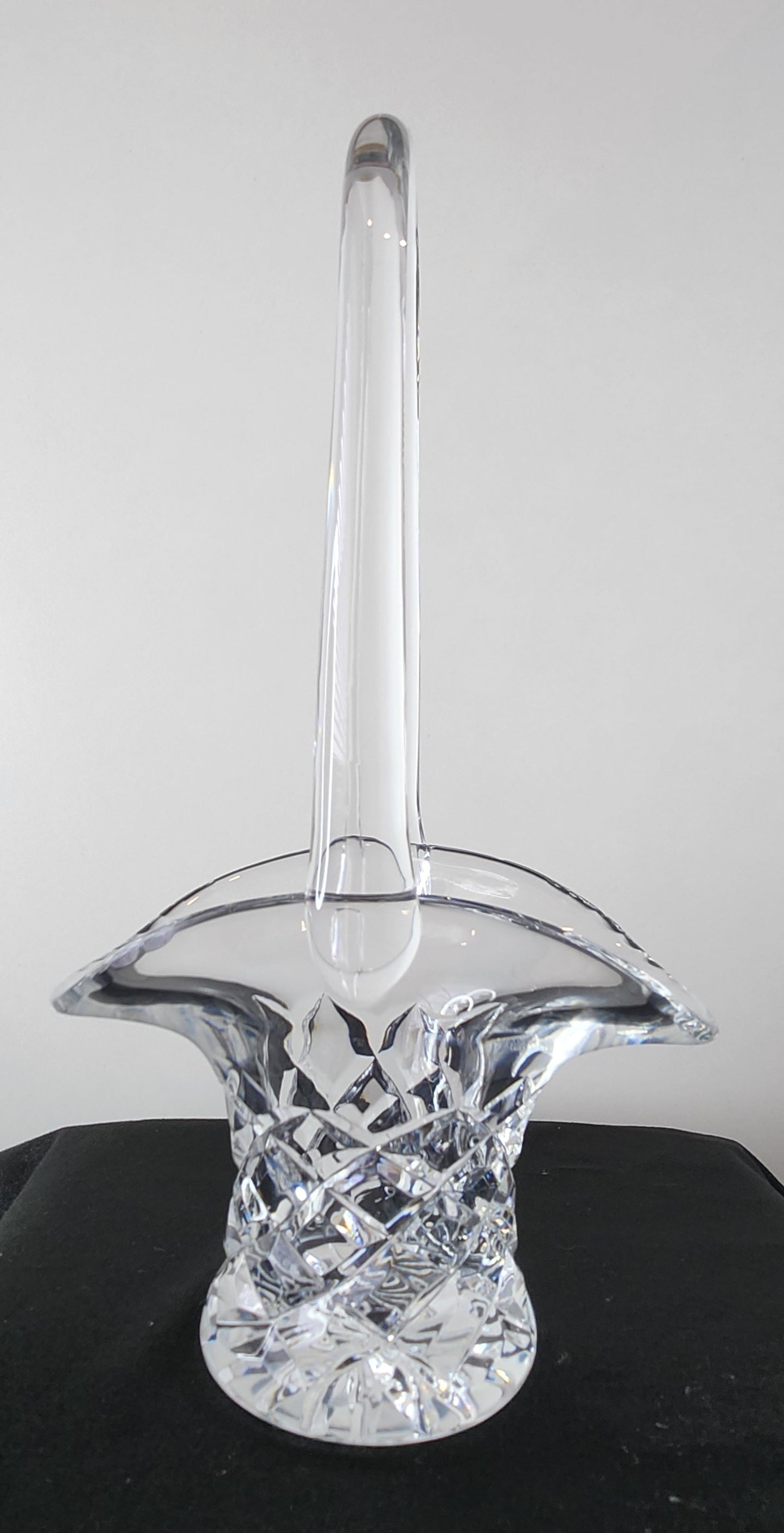 Vintage Diamond Cut Lead Crystal Tilted Basket for Sweets