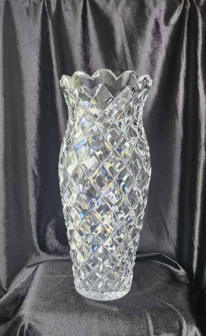 Large Diamond Cut Crystal Vase