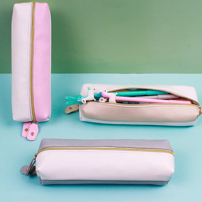 PU Creative Double Zipper Pen Bags