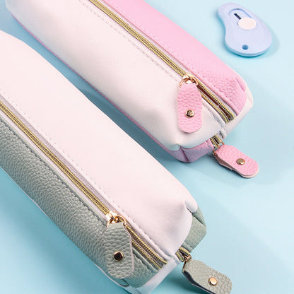 PU Creative Double Zipper Pen Bags