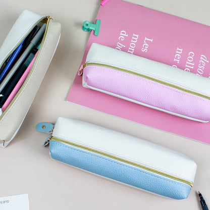 PU Creative Double Zipper Pen Bags