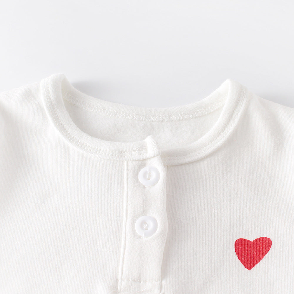 Baby Girls Solid Color Love heart Print Rompers Hats Socks