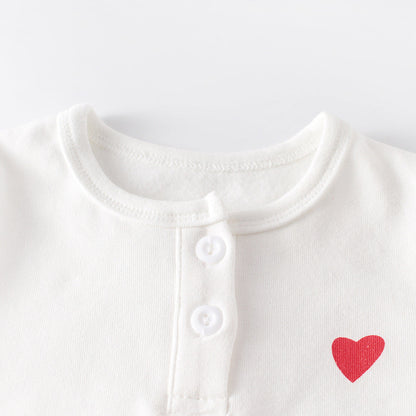 Baby Girls Solid Color Love heart Print Rompers Hats Socks