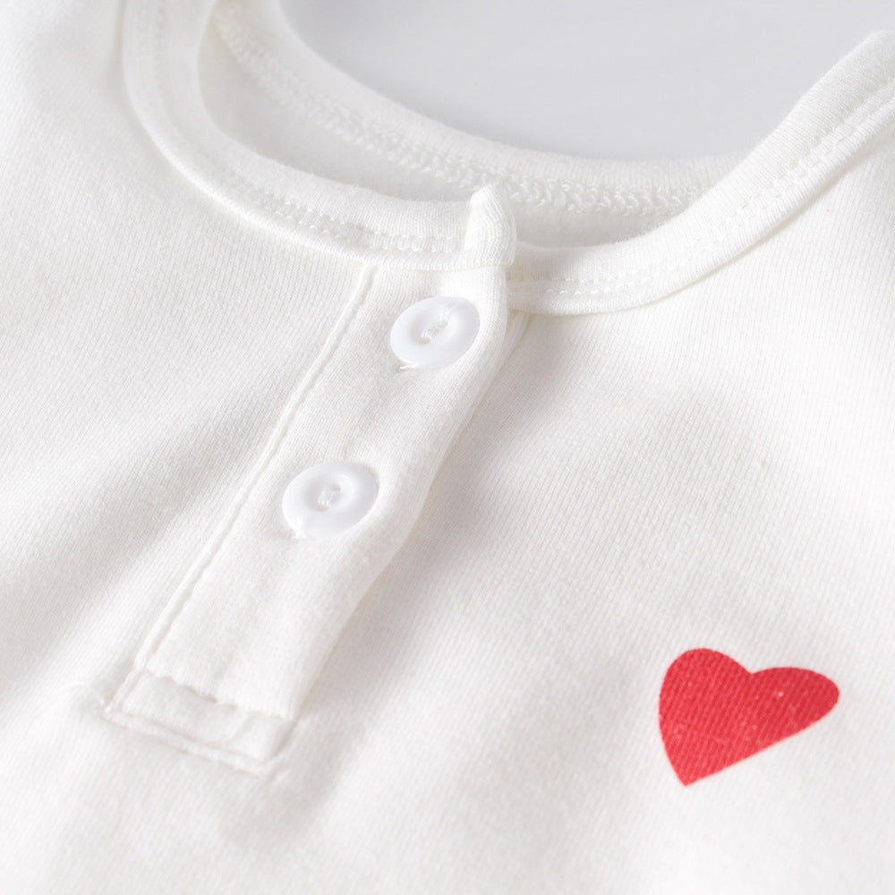 Baby Girls Solid Color Love heart Print Rompers Hats Socks