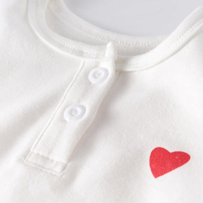 Baby Girls Solid Color Love heart Print Rompers Hats Socks