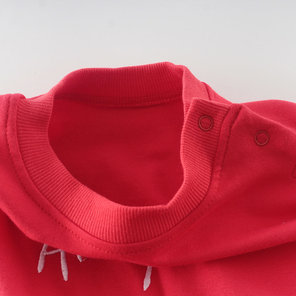 Baby Girls Letters Embroidered Rompers And Bow Headwear