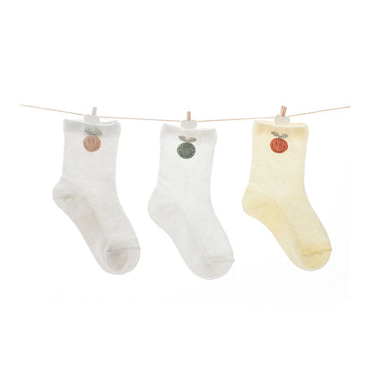 Baby Kid Girls Boys Solid Color Embroidered Socks