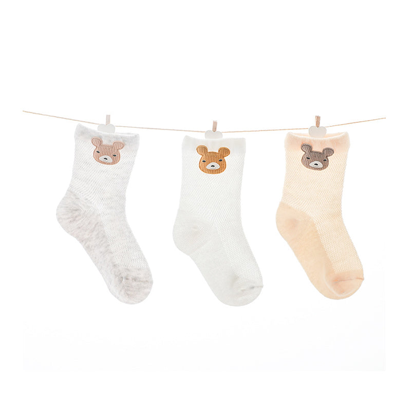 Baby Kid Girls Boys Solid Color Embroidered Socks