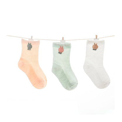 Baby Kid Girls Boys Solid Color Embroidered Socks