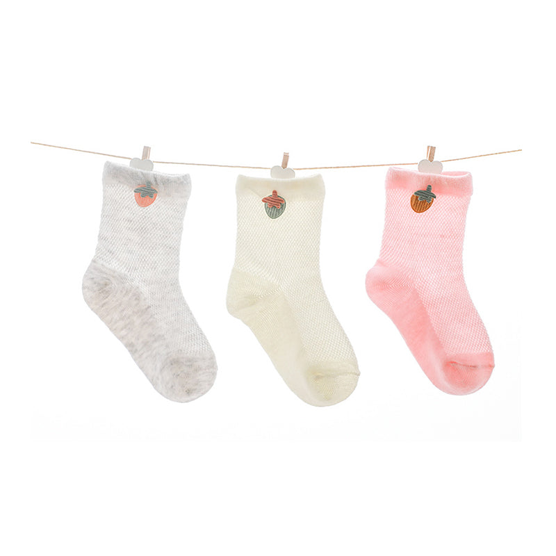 Baby Kid Girls Boys Solid Color Embroidered Socks