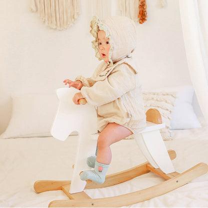 Baby Kid Girls Boys Solid Color Embroidered Socks
