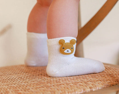 Baby Kid Girls Boys Solid Color Embroidered Socks