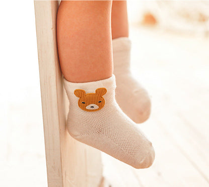 Baby Kid Girls Boys Solid Color Embroidered Socks