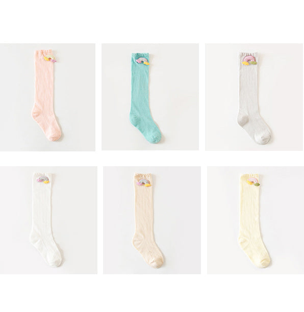 Baby Kid Girls Boys Solid Color Rainbow Accessories Socks
