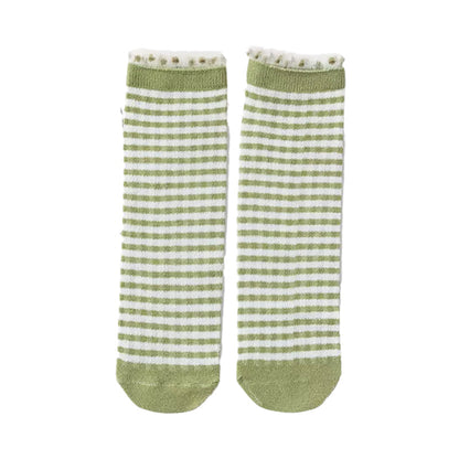 Baby Kid Girls Boys Color-blocking Checked Lace Print Socks