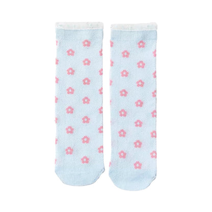 Baby Kid Girls Boys Color-blocking Checked Lace Print Socks