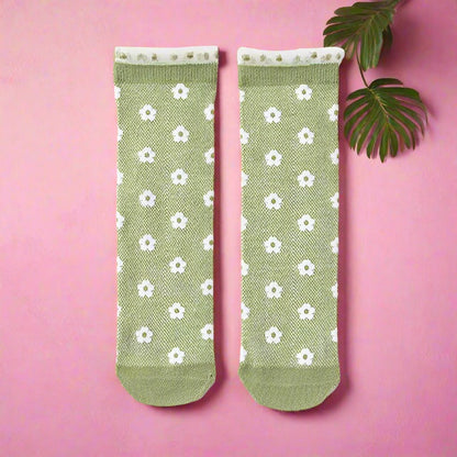 Baby Kid Girls Boys Color-blocking Checked Lace Print Socks