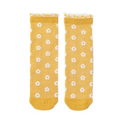 Baby Kid Girls Boys Color-blocking Checked Lace Print Socks