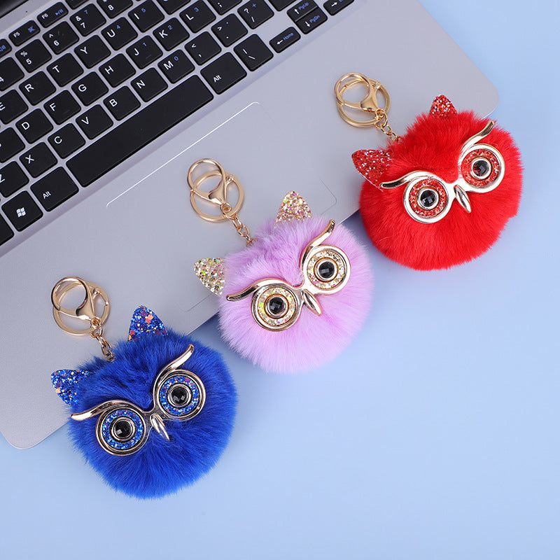 Gold Powder Sequin Owl Imitation Otter Rabbit Fur