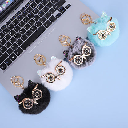 Gold Powder Sequin Owl Imitation Otter Rabbit Fur