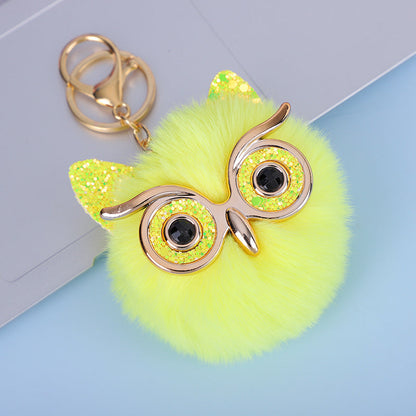 Gold Powder Sequin Owl Imitation Otter Rabbit Fur