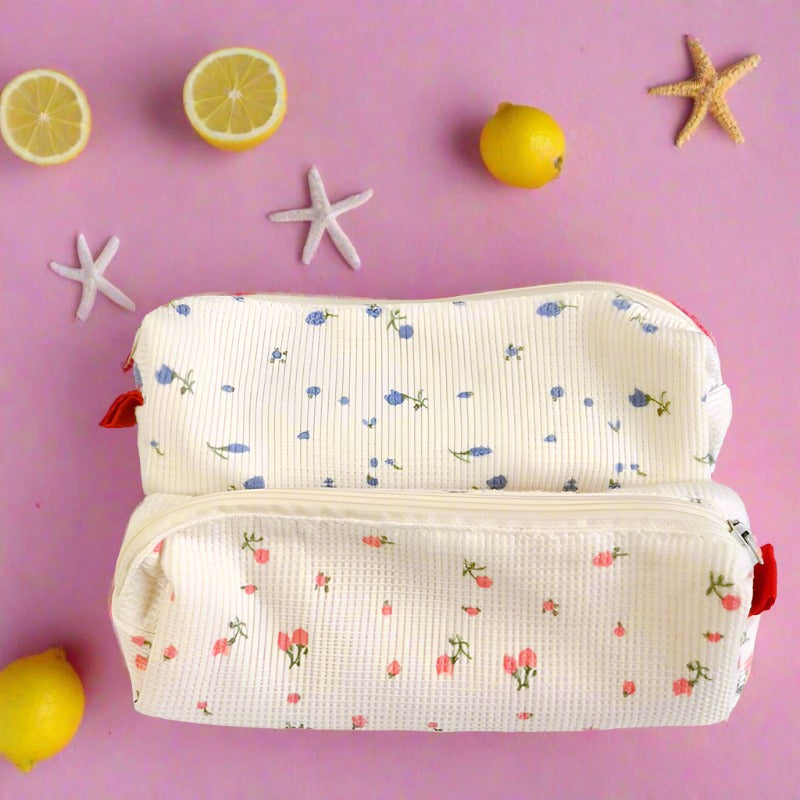 Simple Small Floral Cotton Pencil Case