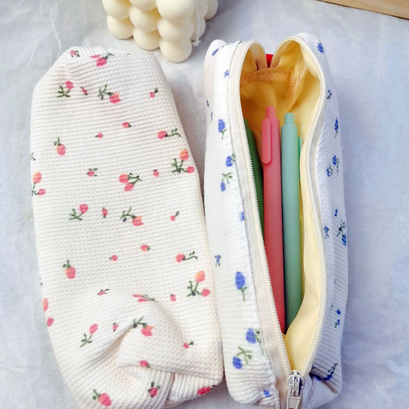 Simple Small Floral Cotton Pencil Case
