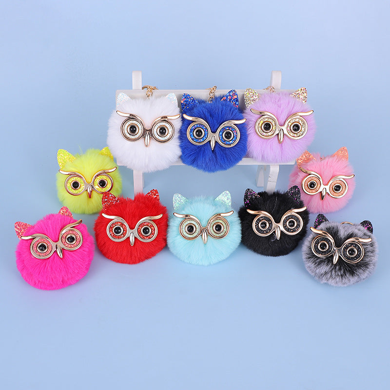 Gold Powder Sequin Owl Imitation Otter Rabbit Fur