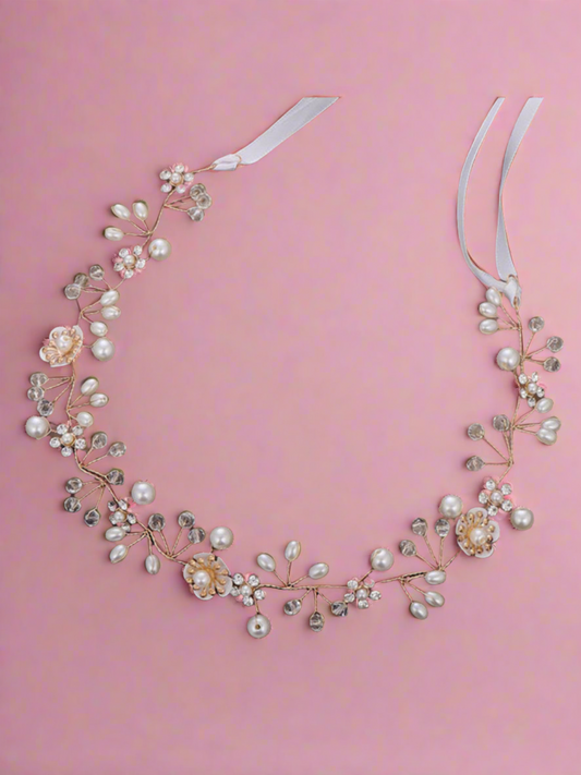 Tiny Pearl Blooms Flower Headband