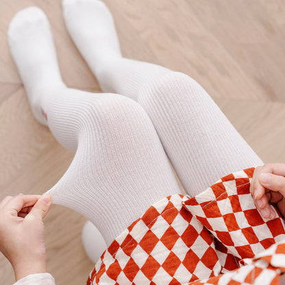 Girls Animals Embroidered Muslin&Ribbed Leggings Socks