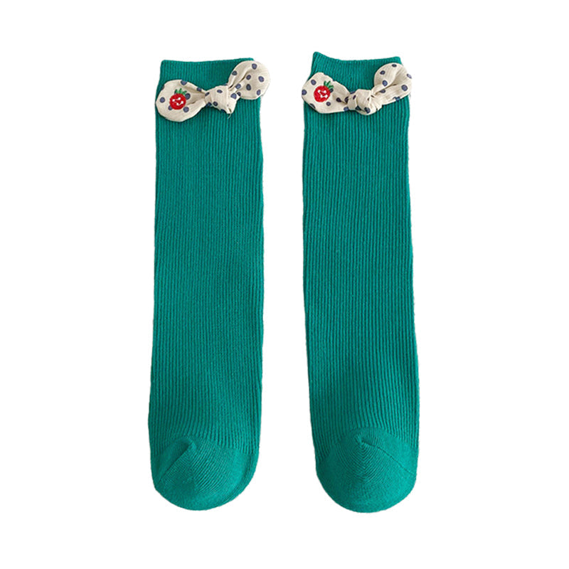 Girls Polka dots Bow Accessories Solid Color Socks